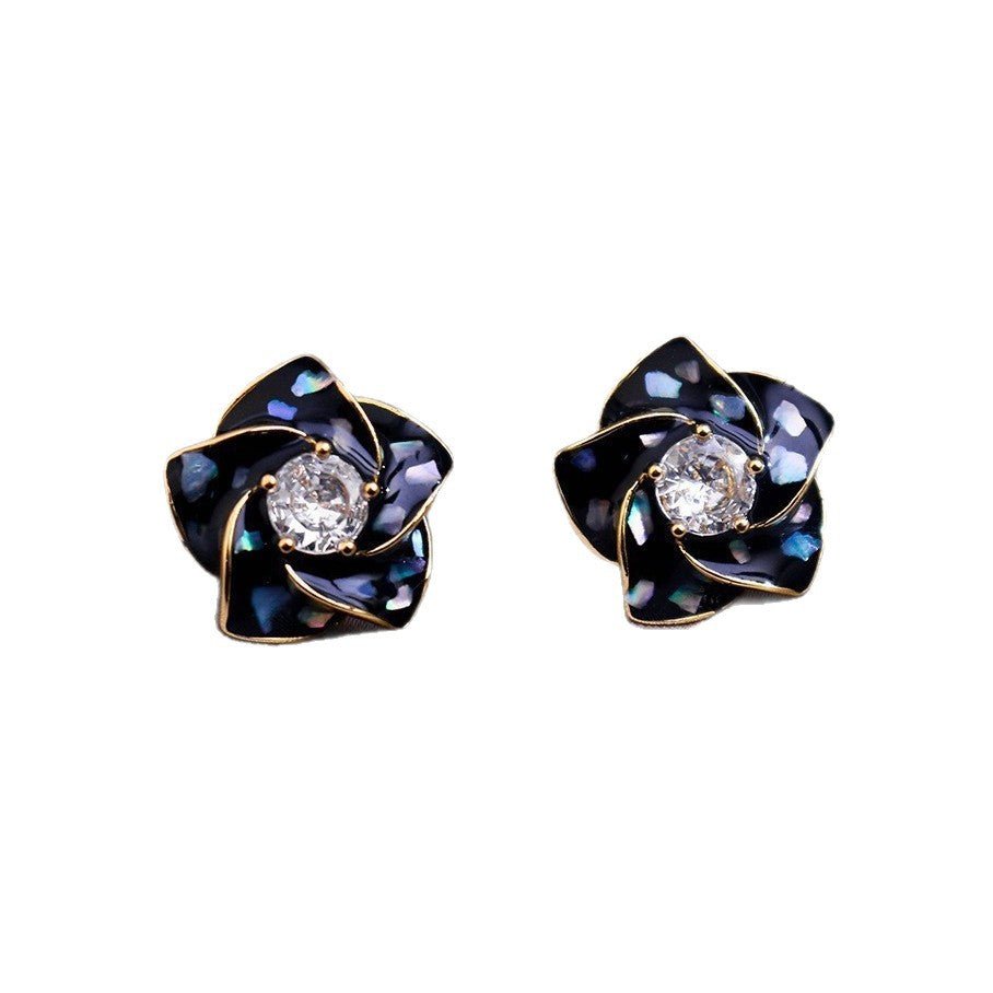 Exquisite Fashion Color Shifting Zircon Camellia Stud Earrings Sweet Temperament Premium Feel Light Luxury Commuter Versatile Ear Jewelry For Women - RALO COLLECTION STUDIO