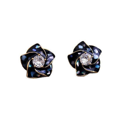Exquisite Fashion Color Shifting Zircon Camellia Stud Earrings Sweet Temperament Premium Feel Light Luxury Commuter Versatile Ear Jewelry For Women - RALO COLLECTION STUDIO