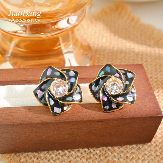Exquisite Fashion Color Shifting Zircon Camellia Stud Earrings Sweet Temperament Premium Feel Light Luxury Commuter Versatile Ear Jewelry For Women - RALO COLLECTION STUDIO