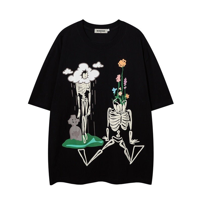 RALLO Skeleton Frame Printed Cotton T-Shirt - RALO COLLECTION STUDIO