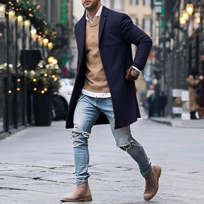 Ralo Men’s Fashion Winter Trench Long Coat – Classic Slim Fit Overcoat Jacket - RALO COLLECTION STUDIO