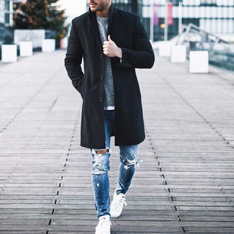 Ralo Men’s Fashion Winter Trench Long Coat – Classic Slim Fit Overcoat Jacket - RALO COLLECTION STUDIO