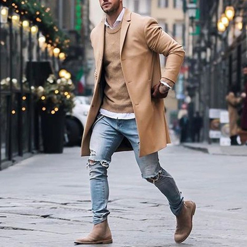 Ralo Men’s Fashion Winter Trench Long Coat – Classic Slim Fit Overcoat Jacket - RALO COLLECTION STUDIO