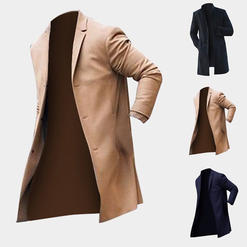 Ralo Men’s Fashion Winter Trench Long Coat – Classic Slim Fit Overcoat Jacket - RALO COLLECTION STUDIO