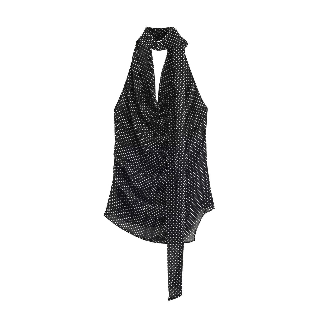 Fashionable And Minimalist Polka-dot Halter-top With Straight-leg Casual Trousers Set - RALO COLLECTION STUDIO