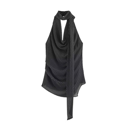 Fashionable And Minimalist Polka-dot Halter-top With Straight-leg Casual Trousers Set - RALO COLLECTION STUDIO