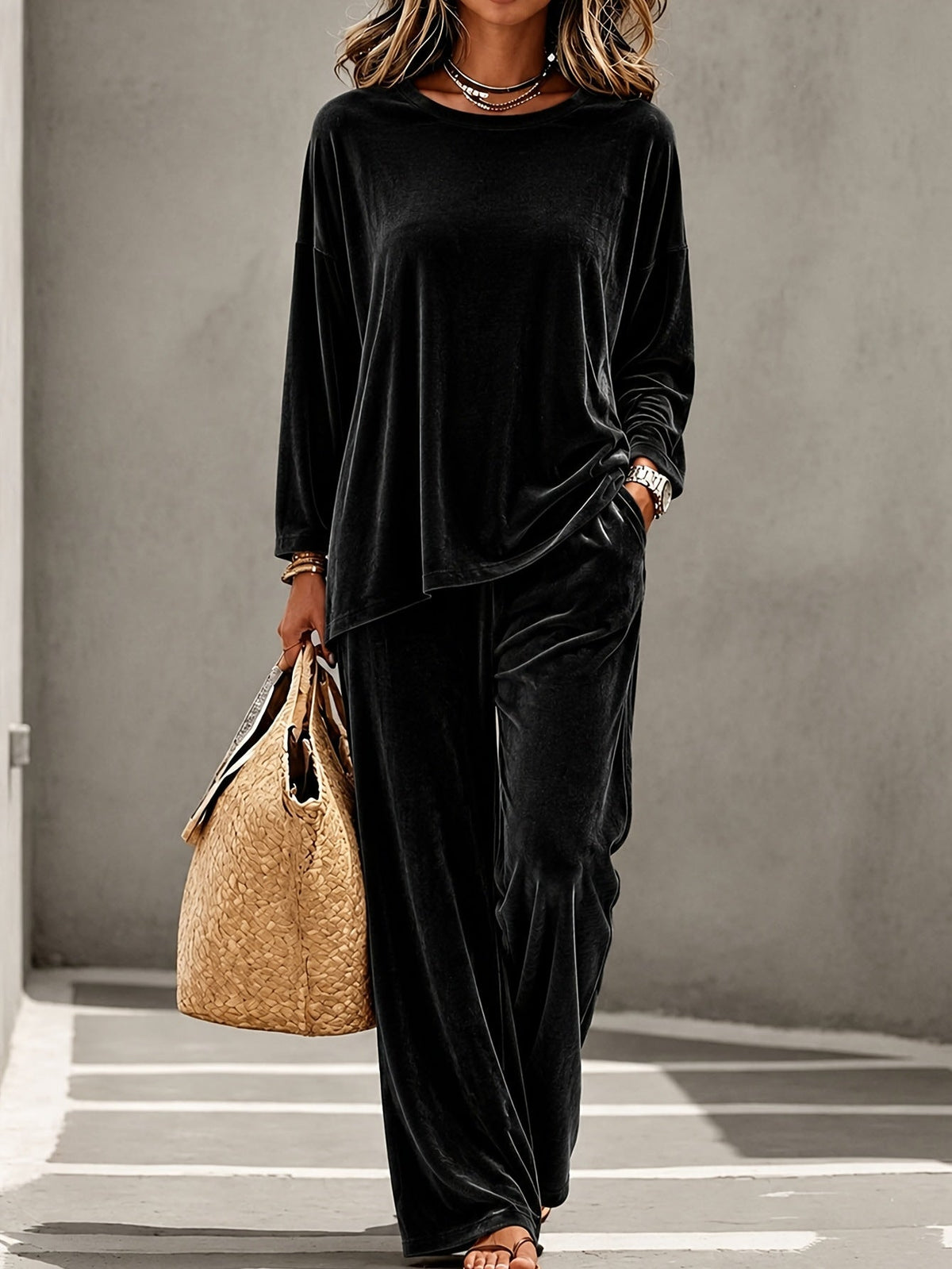 Fashionable Casual Velvet Multi-color Womens Set - RALO COLLECTION STUDIO