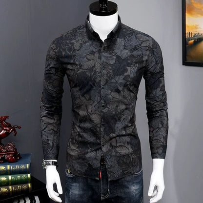 Fashionable Print Shirt Youth Handsome Casual Trendy Men Shirt - RALO COLLECTION STUDIO