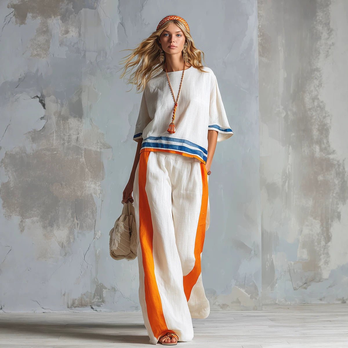 Fashionable Two-Piece Set Summer Linen Top - RALO COLLECTION STUDIO