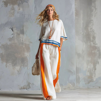 Fashionable Two-Piece Set Summer Linen Top - RALO COLLECTION STUDIO