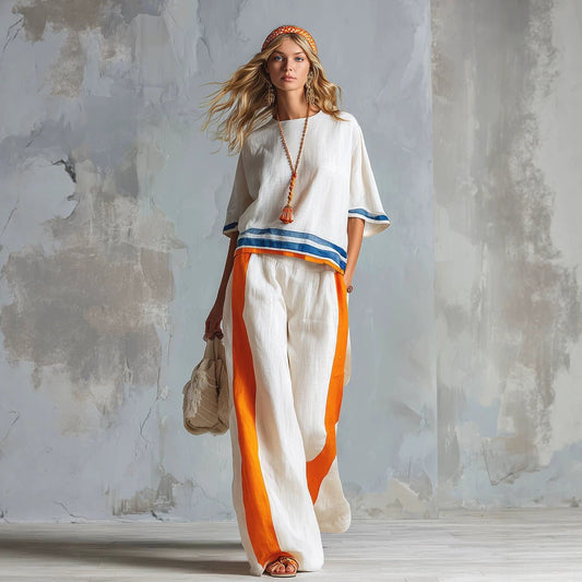 Fashionable Two-Piece Set Summer Linen Top - RALO COLLECTION STUDIO