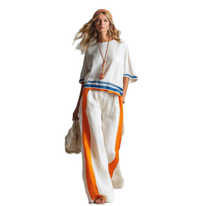 Fashionable Two-Piece Set Summer Linen Top - RALO COLLECTION STUDIO