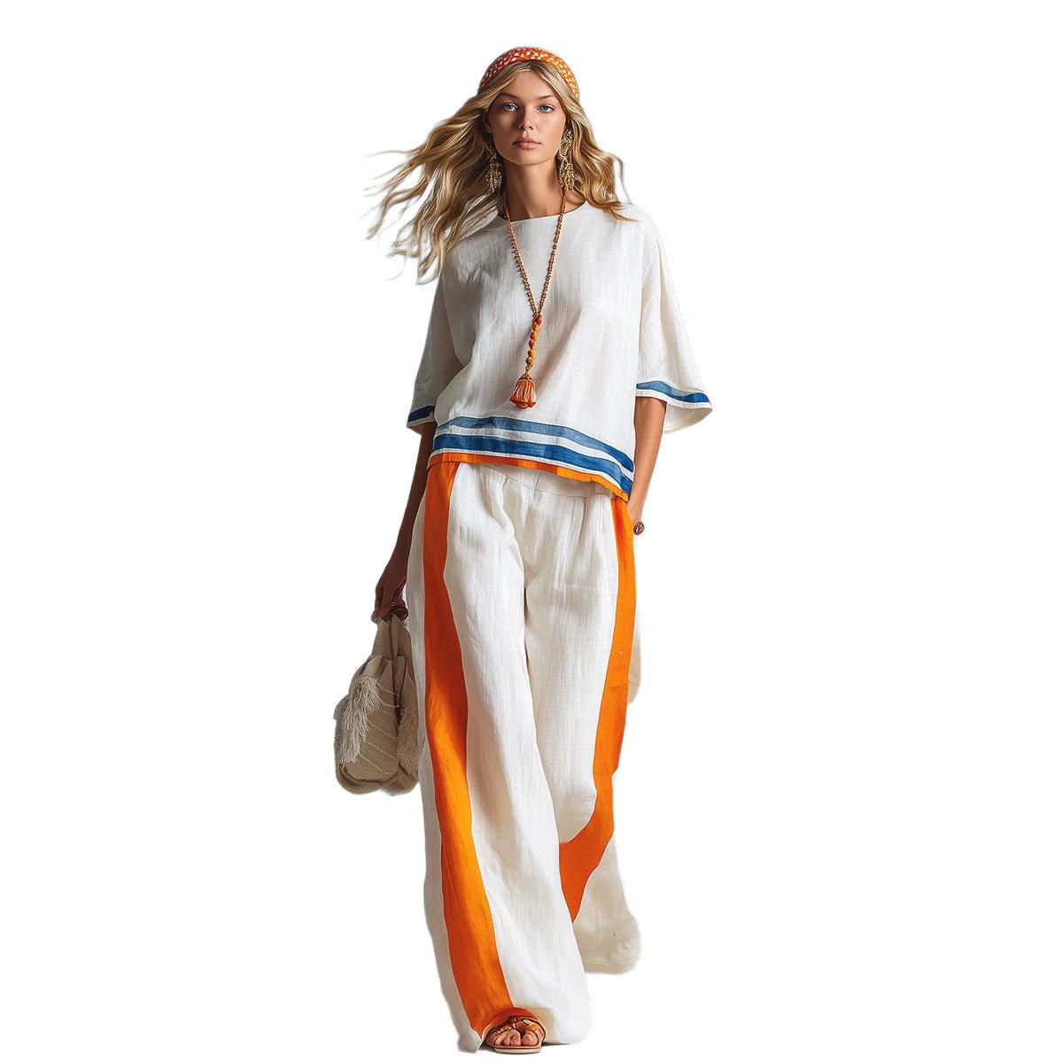 Fashionable Two-Piece Set Summer Linen Top - RALO COLLECTION STUDIO