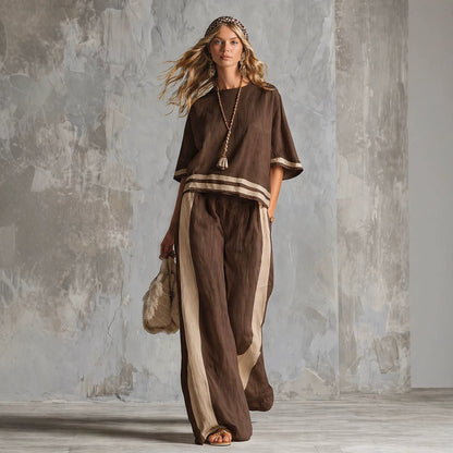 Fashionable Two-Piece Set Summer Linen Top - RALO COLLECTION STUDIO