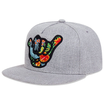 Finger-666 Embroidered Flat-Brim Baseball Cap For Men And Women - RALO COLLECTION STUDIO