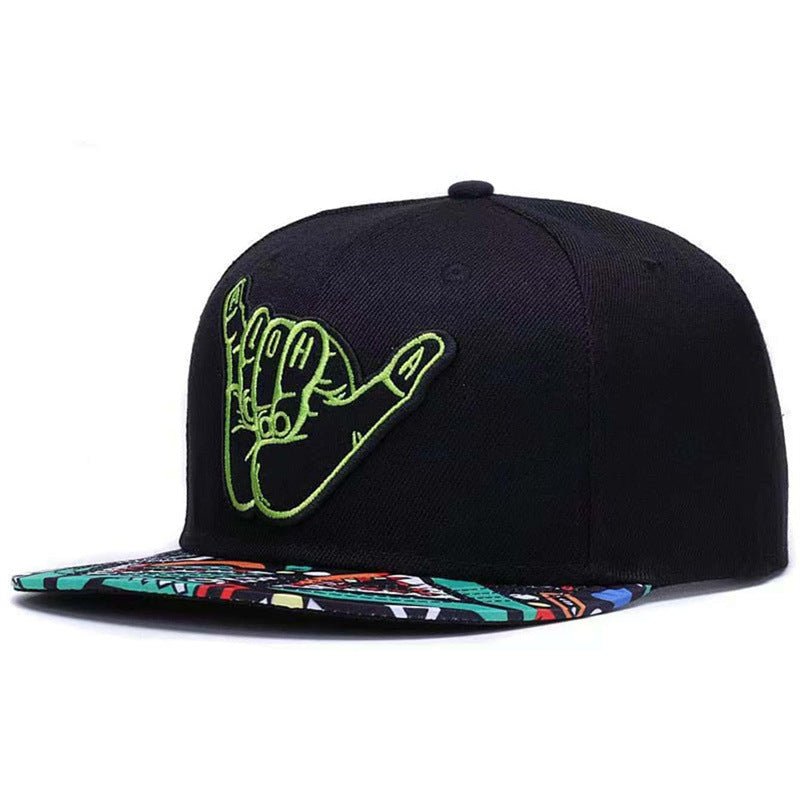 Finger-666 Embroidered Flat-Brim Baseball Cap For Men And Women - RALO COLLECTION STUDIO