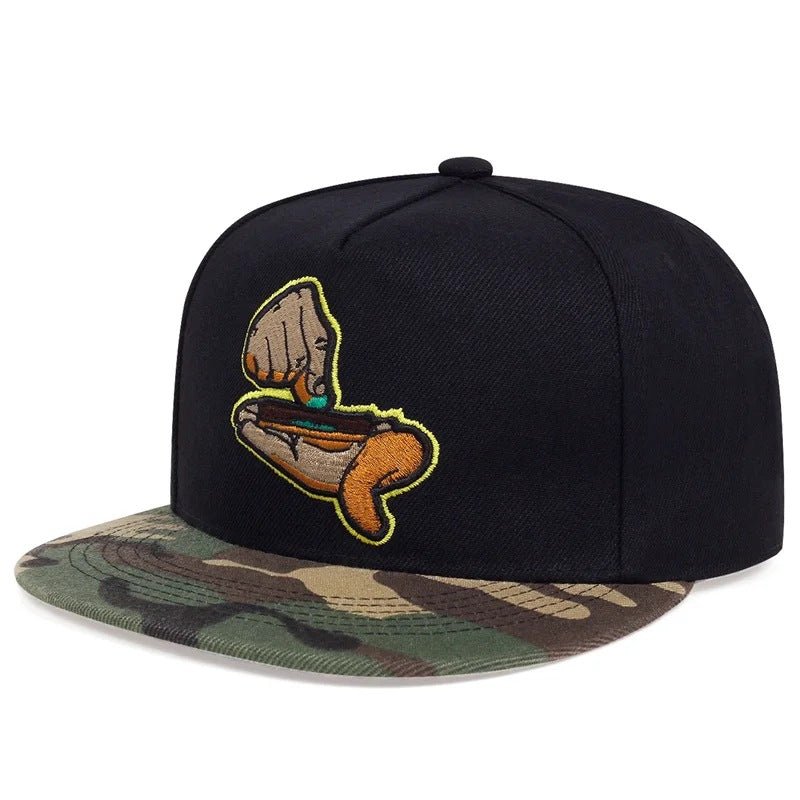 Finger-666 Embroidered Flat-Brim Baseball Cap For Men And Women - RALO COLLECTION STUDIO