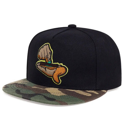 Finger-666 Embroidered Flat-Brim Baseball Cap For Men And Women - RALO COLLECTION STUDIO
