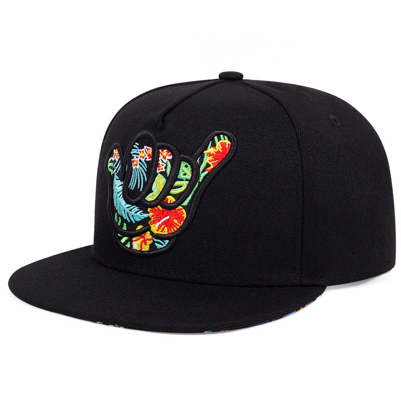 Finger-666 Embroidered Flat-Brim Baseball Cap For Men And Women - RALO COLLECTION STUDIO