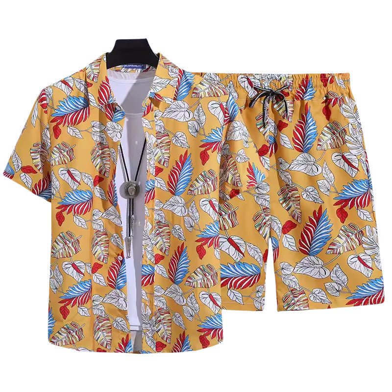 Floral Shirt Set Short Sleeves Retro All-over Floral Print Trendy - RALO COLLECTION STUDIO