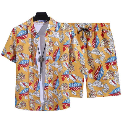 Floral Shirt Set Short Sleeves Retro All-over Floral Print Trendy - RALO COLLECTION STUDIO