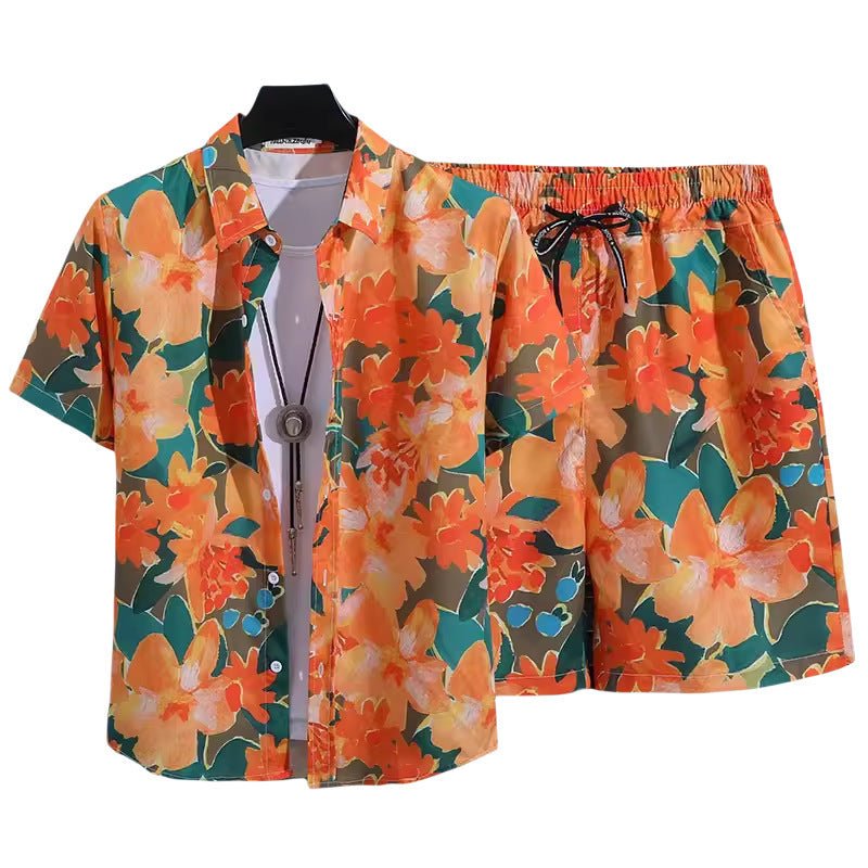 Floral Shirt Set Short Sleeves Retro All-over Floral Print Trendy - RALO COLLECTION STUDIO
