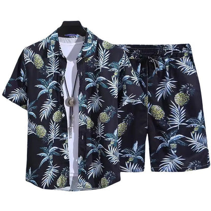 Floral Shirt Set Short Sleeves Retro All-over Floral Print Trendy - RALO COLLECTION STUDIO