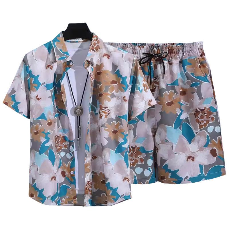 Floral Shirt Set Short Sleeves Retro All-over Floral Print Trendy - RALO COLLECTION STUDIO