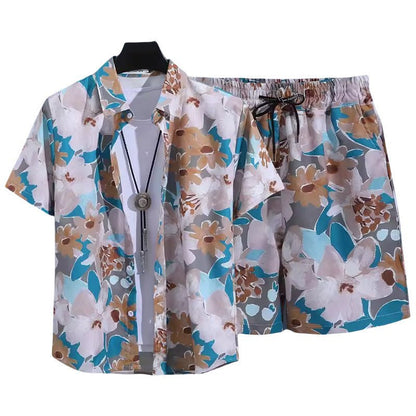 Floral Shirt Set Short Sleeves Retro All-over Floral Print Trendy - RALO COLLECTION STUDIO