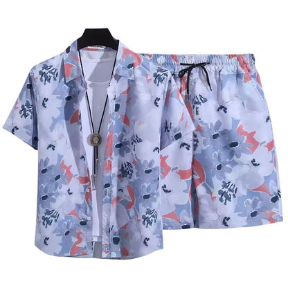 Floral Shirt Set Short Sleeves Retro All-over Floral Print Trendy - RALO COLLECTION STUDIO