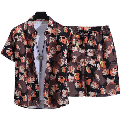 Floral Shirt Set Short Sleeves Retro All-over Floral Print Trendy - RALO COLLECTION STUDIO