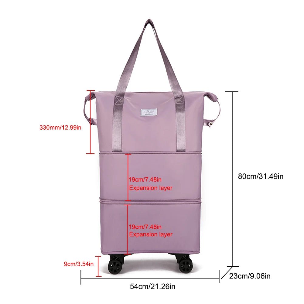 Folding Luggage Bags Expandable Rolling Duffle Pack With Wheel Large Capacity Oxford Clot Dry-Wet Separation Outdoor Weekend Bag - RALO COLLECTION STUDIO