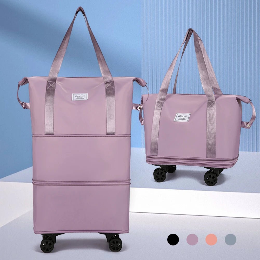 Folding Luggage Bags Expandable Rolling Duffle Pack With Wheel Large Capacity Oxford Clot Dry-Wet Separation Outdoor Weekend Bag - RALO COLLECTION STUDIO