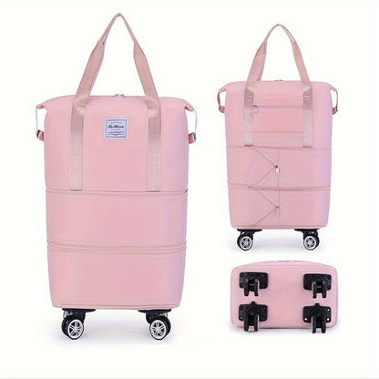 Folding Luggage Bags Expandable Rolling Duffle Pack With Wheel Large Capacity Oxford Clot Dry-Wet Separation Outdoor Weekend Bag - RALO COLLECTION STUDIO