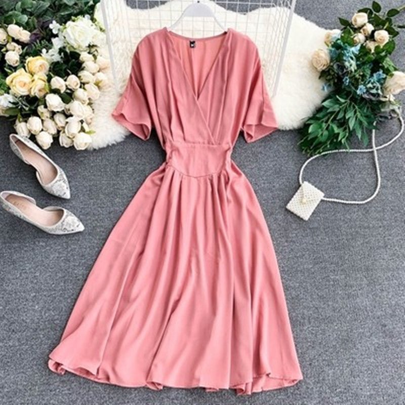 French Bellflower Retro V-Neck Gentle Dress Ralo Collection - RALO COLLECTION STUDIO