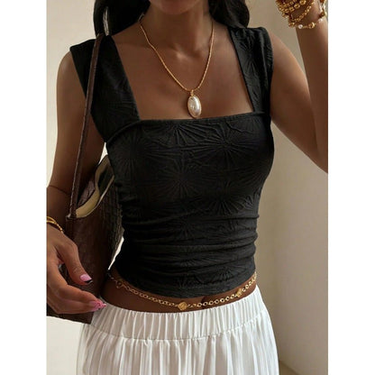 French Jacquard Square Neck Vest - RALO COLLECTION STUDIO