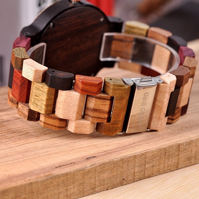 full wood quartz calendar waterproof watch men's watch wood table men's watch - RALO COLLECTION STUDIO