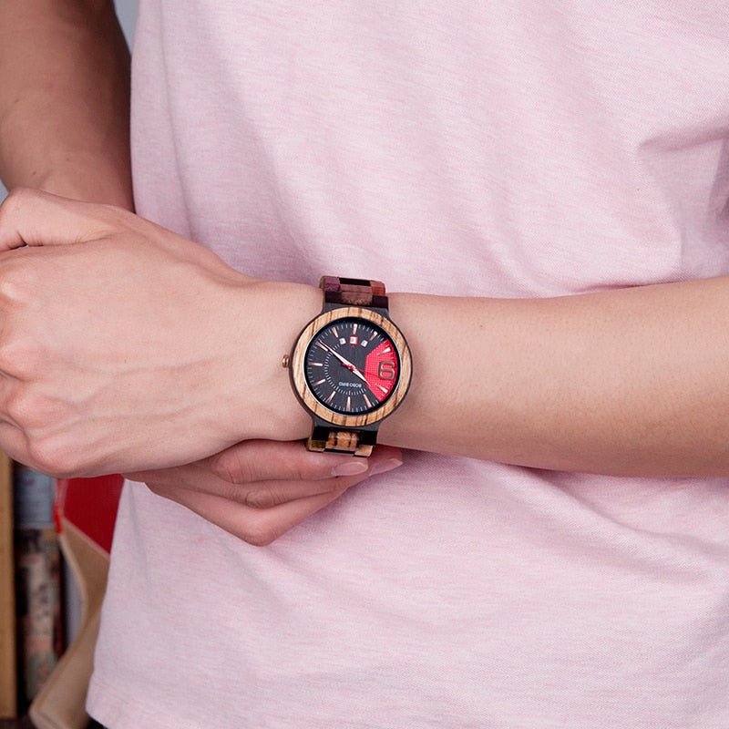 full wood quartz calendar waterproof watch men's watch wood table men's watch - RALO COLLECTION STUDIO