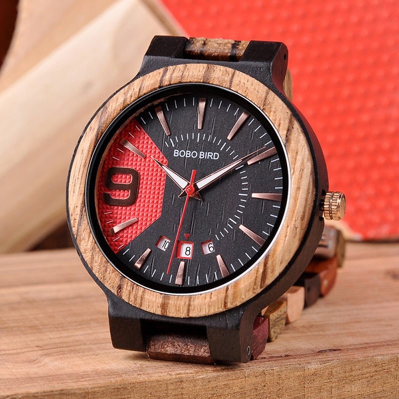 full wood quartz calendar waterproof watch men's watch wood table men's watch - RALO COLLECTION STUDIO