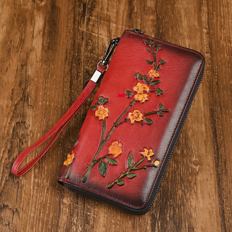 Women's Vintage Embossed Leather Long Wallet Clutch Ralo Collection - RALO COLLECTION STUDIO