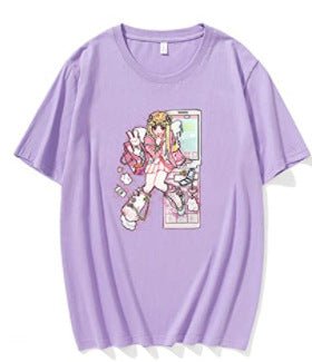 Gothic Pink Harajuku Anime Girl Loose Aesthetic T-Shirt - RALO COLLECTION STUDIO