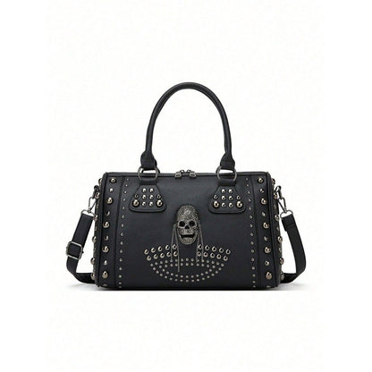 Gothic Punk Skull Rivet Studded Leather Handbag Ralo Collection - RALO COLLECTION STUDIO