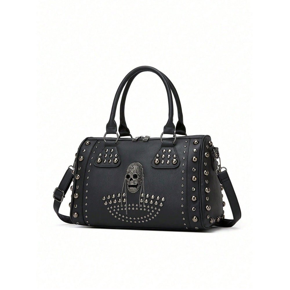 Gothic Punk Skull Rivet Studded Leather Handbag Ralo Collection - RALO COLLECTION STUDIO