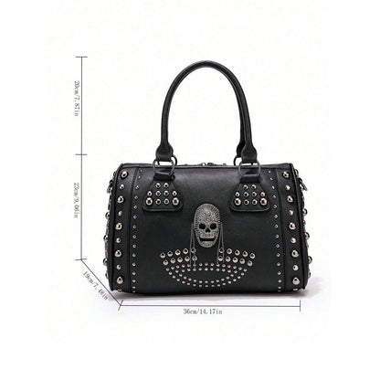 Gothic Punk Skull Rivet Studded Leather Handbag Ralo Collection - RALO COLLECTION STUDIO