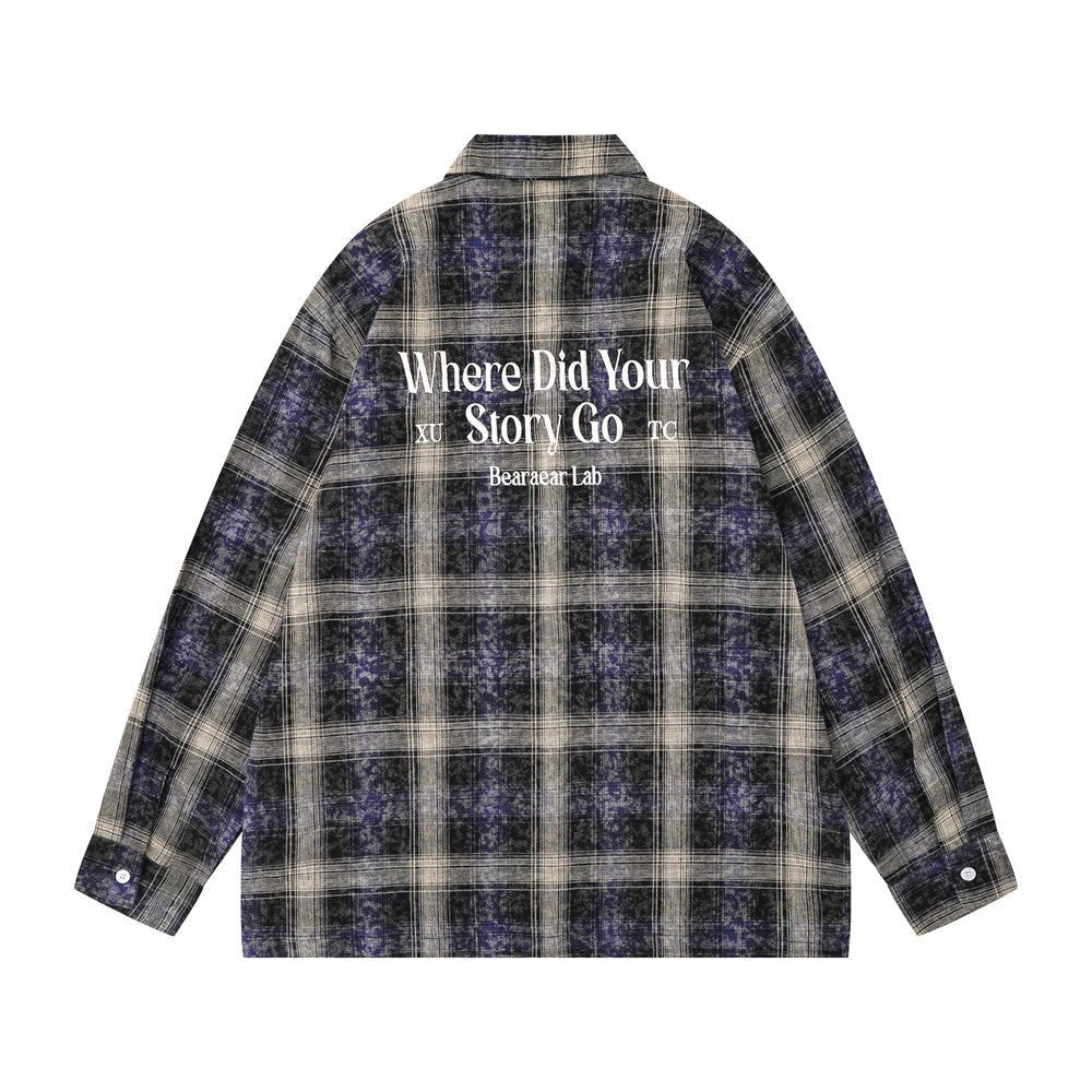 Gradient Plaid Long Sleeve Shirt Men - RALO COLLECTION STUDIO