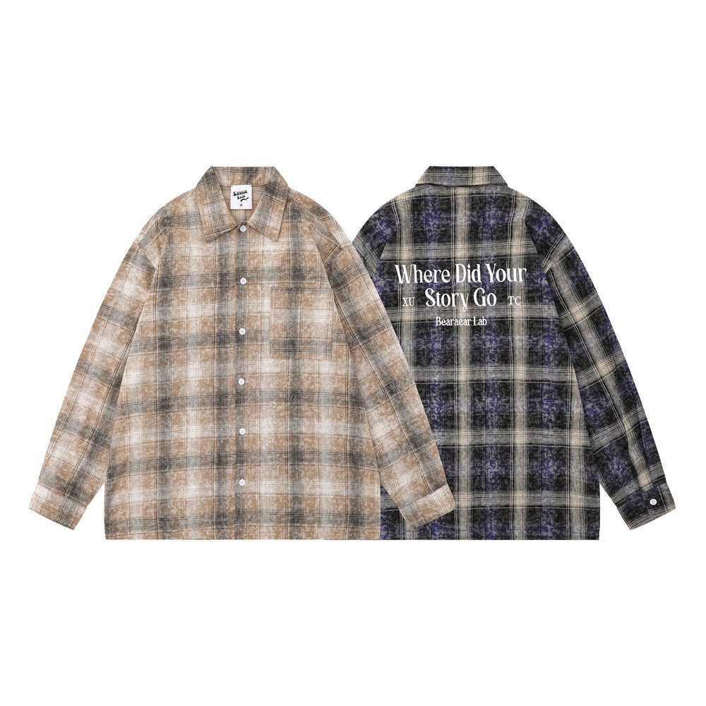 Gradient Plaid Long Sleeve Shirt Men - RALO COLLECTION STUDIO