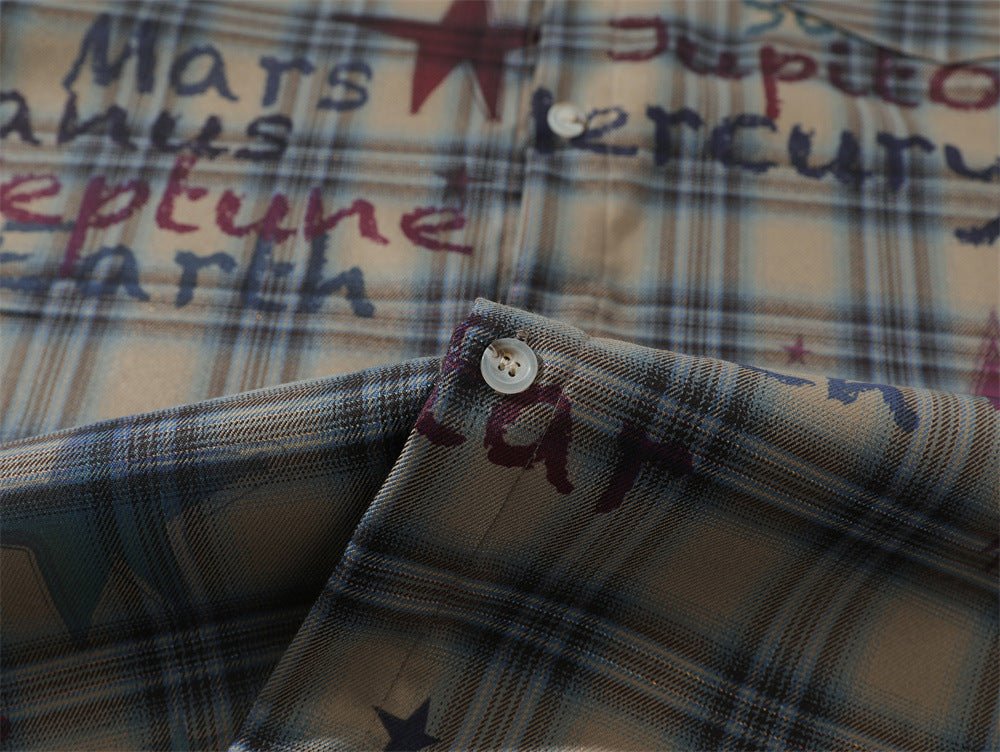 Gradient Short Sleeve Plaid Shirt Men - RALO COLLECTION STUDIO