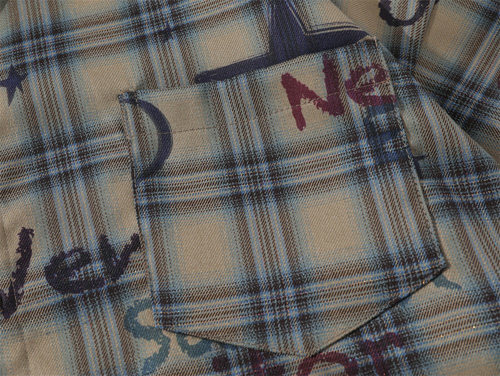 Gradient Short Sleeve Plaid Shirt Men - RALO COLLECTION STUDIO
