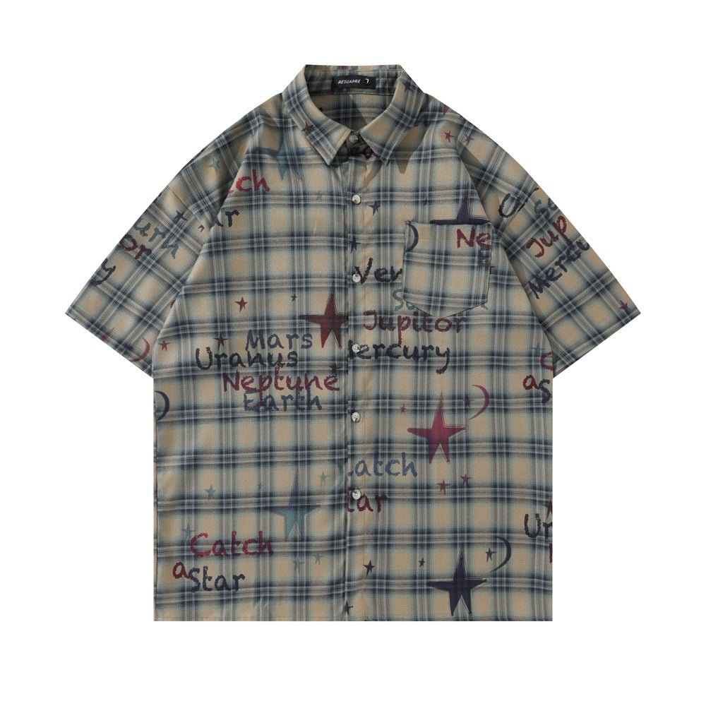 Gradient Short Sleeve Plaid Shirt Men - RALO COLLECTION STUDIO