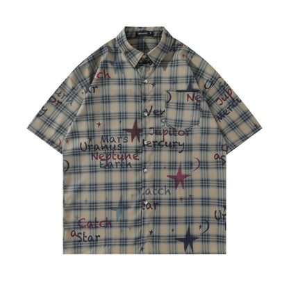 Gradient Short Sleeve Plaid Shirt Men - RALO COLLECTION STUDIO